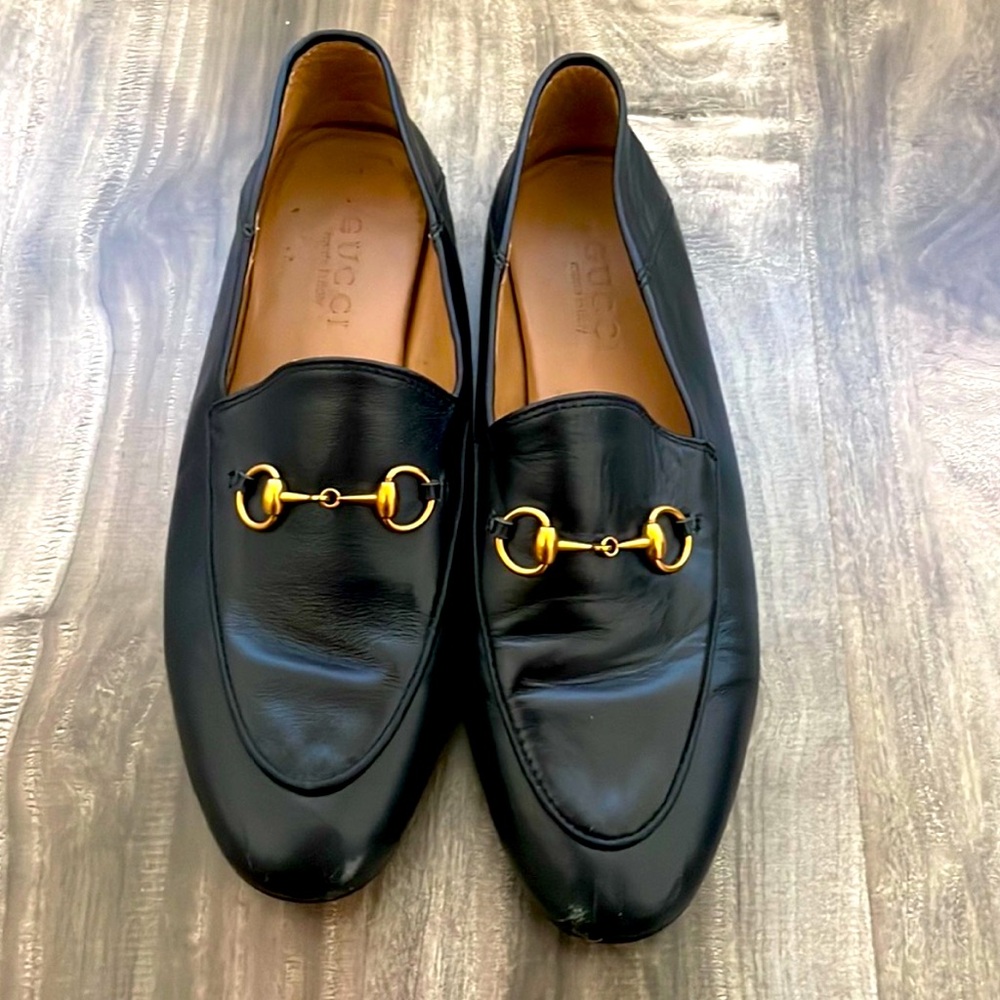 Gucci Women’s Black Brixton Horsebit Leather Loafers